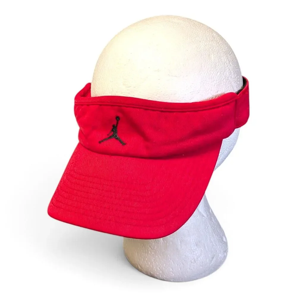 Vintage Air Jordan Visor Hat Men Red Velour Jumpman Stretch Fitted Golf Cap